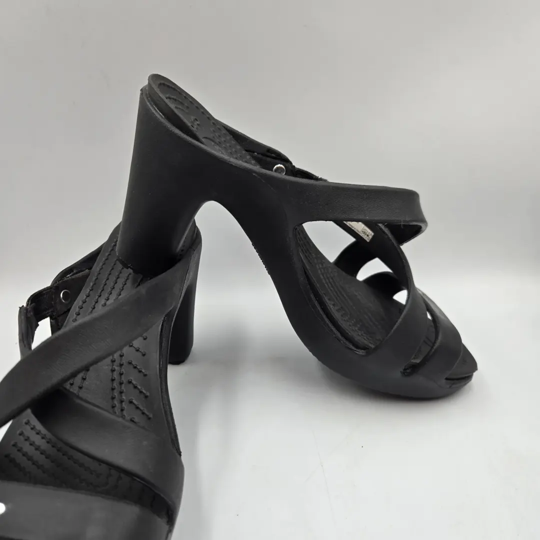 Crocs Cyprus IV 凉鞋 14558-060 黑色高跟鞋一脚蹬十字纹 WMS 8US-