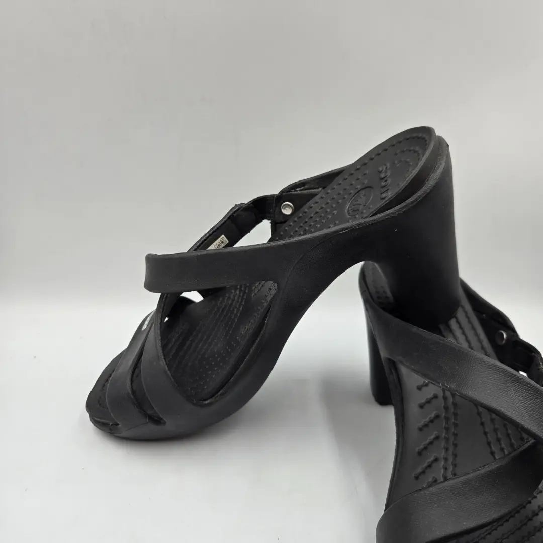 Crocs Cyprus IV 凉鞋 14558-060 黑色高跟鞋一脚蹬十字纹 WMS 8US-