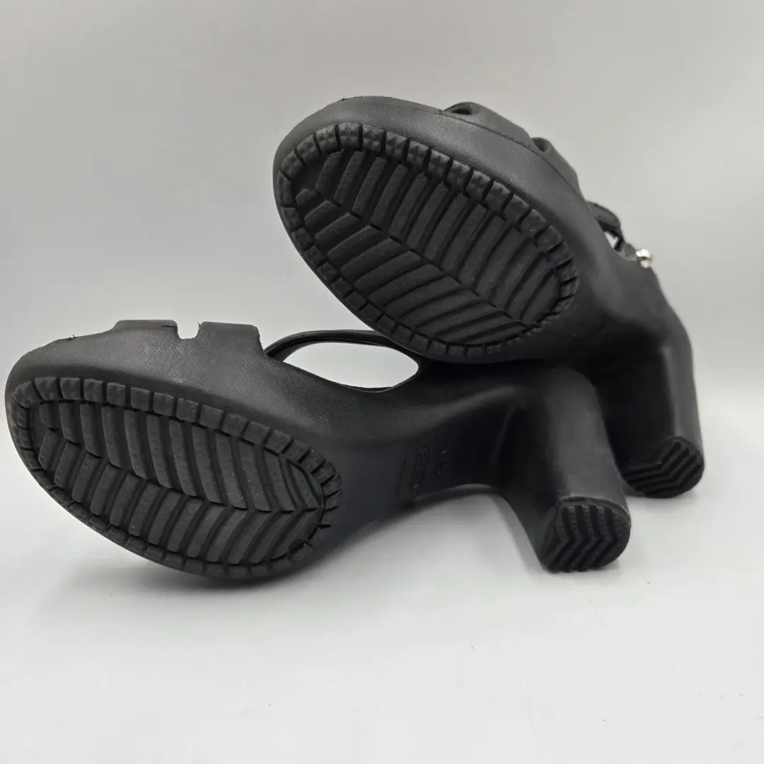 Crocs Cyprus IV 凉鞋 14558-060 黑色高跟鞋一脚蹬十字纹 WMS 8US-