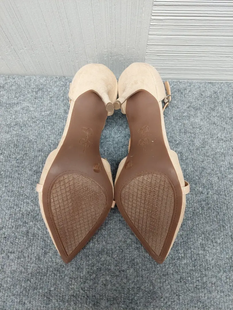 Jessica Simpson 女式浅口鞋 9.5 米色 T 带尖头细跟 City-