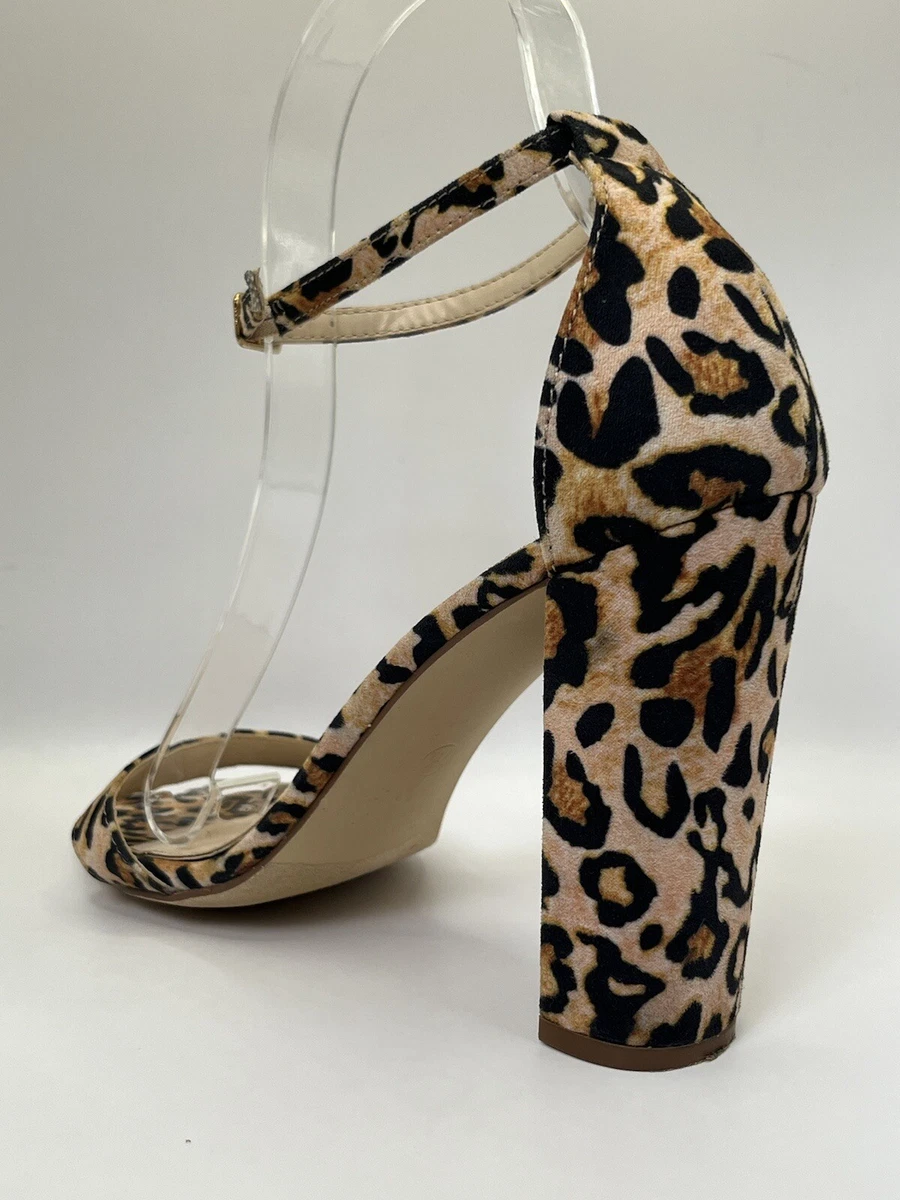 LULUS - LEOPARD 人造麂皮绒踝带露趾高跟鞋 尺寸 7.5 M-