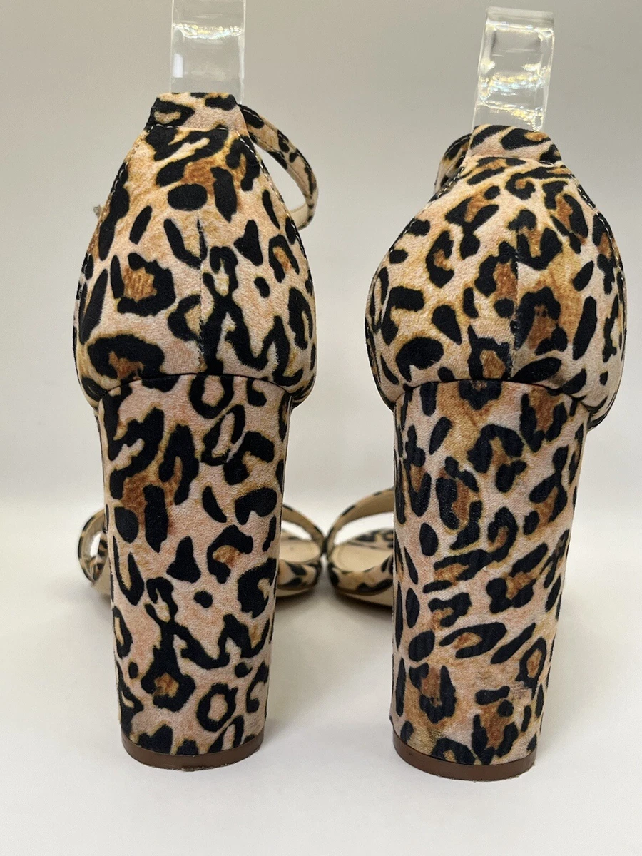 LULUS - LEOPARD 人造麂皮绒踝带露趾高跟鞋 尺寸 7.5 M-