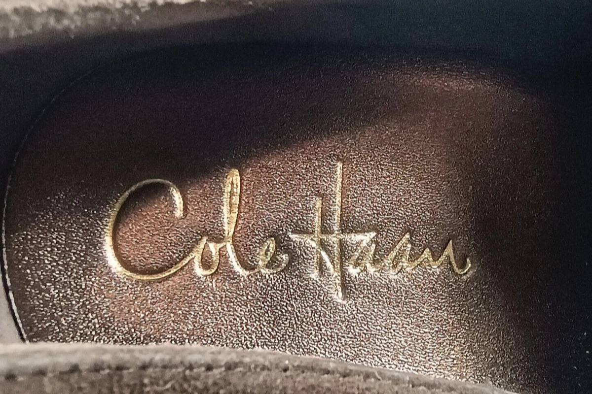 女式 7.5 码 COLE HAAN 靴子浅口棕色麂皮绒细高跟鞋圆头舒适-