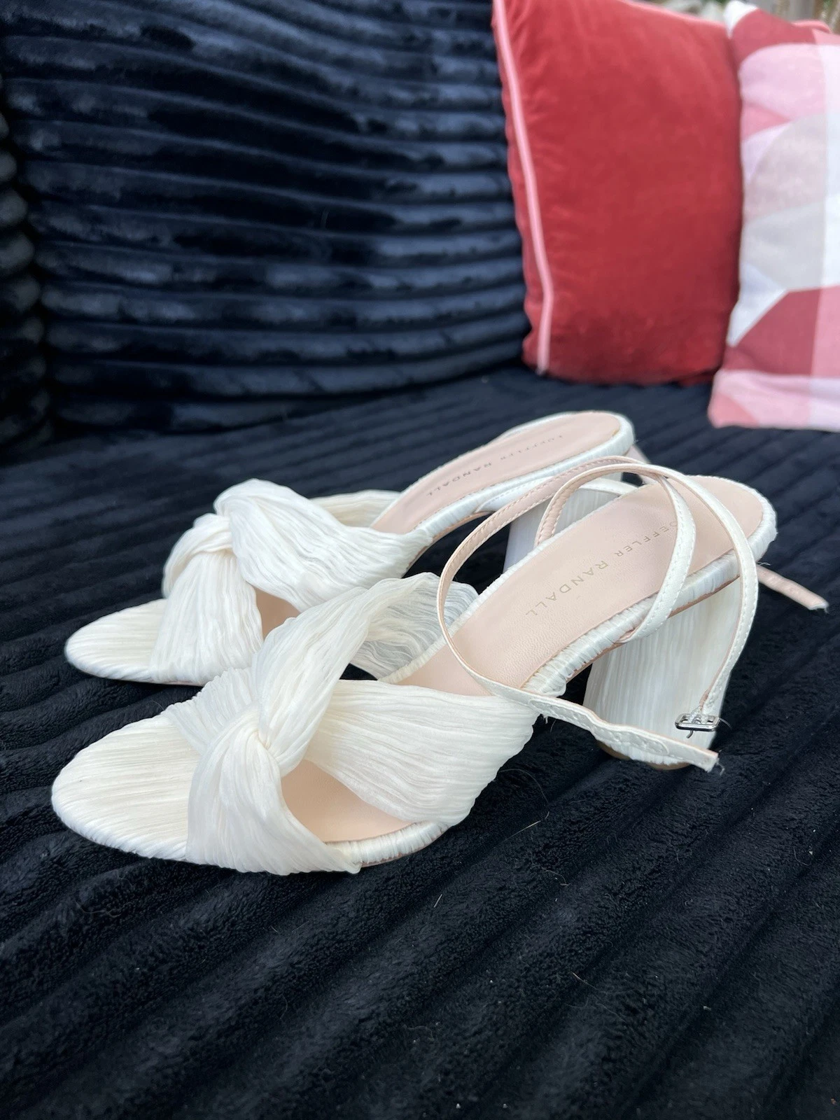 Loeffler Randall Camellia 百褶蝴蝶结高跟鞋珍珠 10 码-