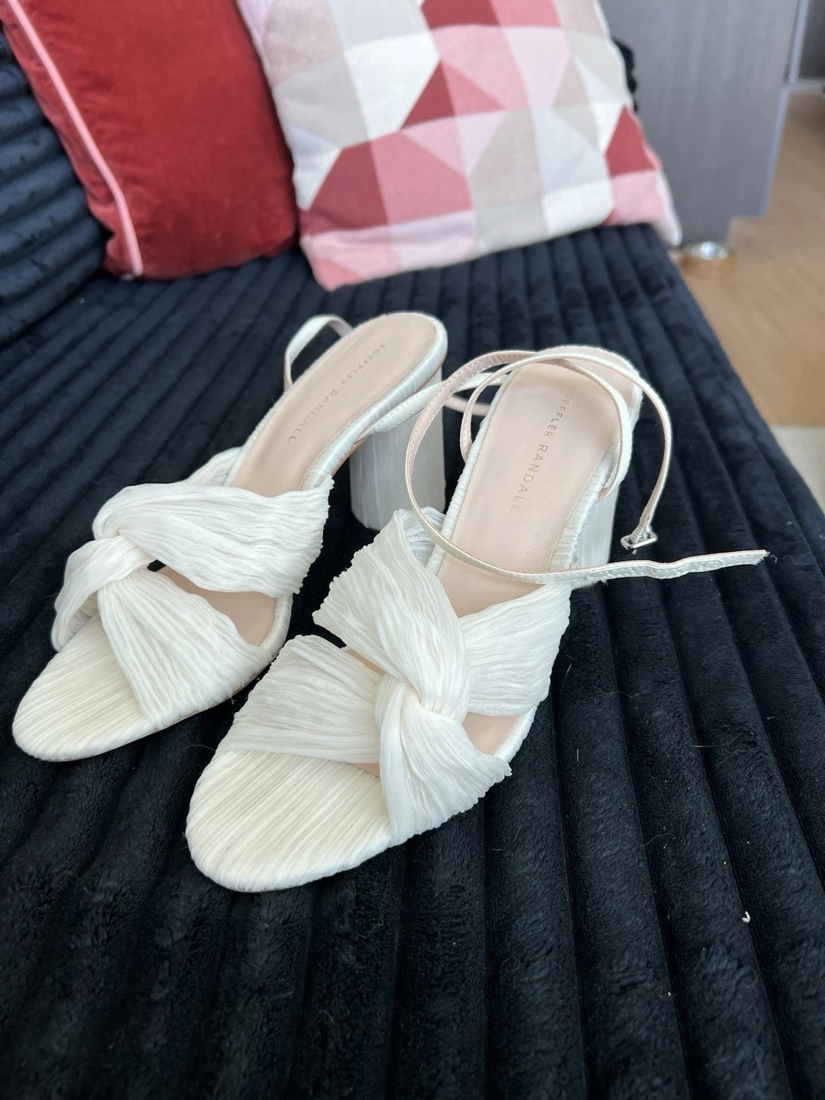 Loeffler Randall Camellia 百褶蝴蝶结高跟鞋珍珠 10 码-