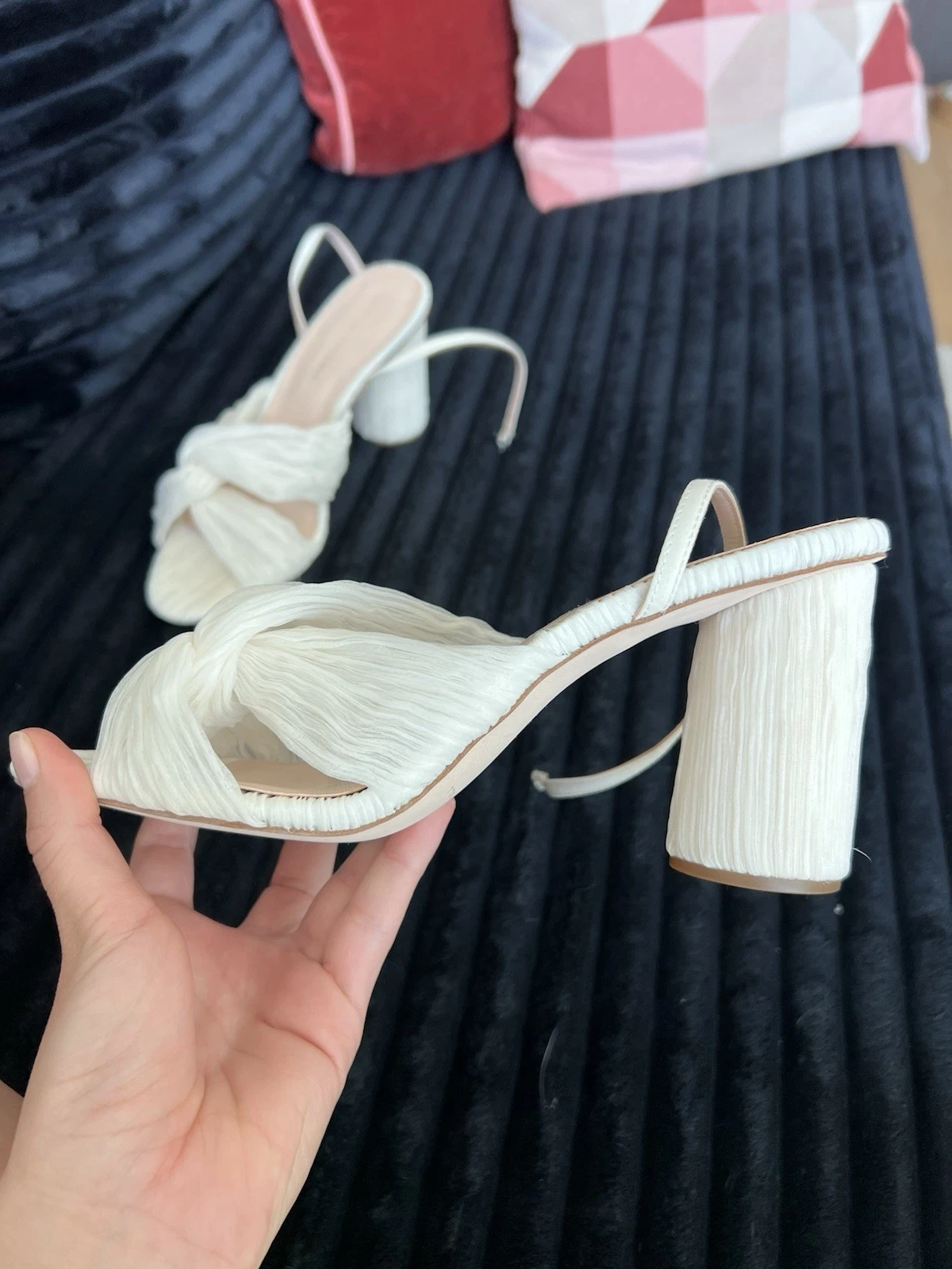 Loeffler Randall Camellia 百褶蝴蝶结高跟鞋珍珠 10 码-