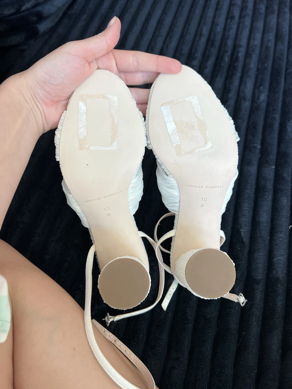 Loeffler Randall Camellia 百褶蝴蝶结高跟鞋珍珠 10 码-