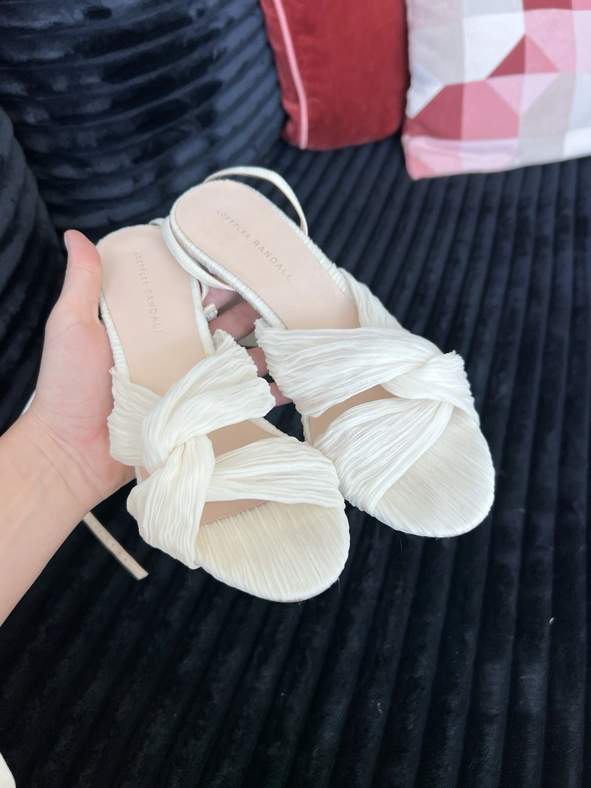 Loeffler Randall Camellia 百褶蝴蝶结高跟鞋珍珠 10 码-