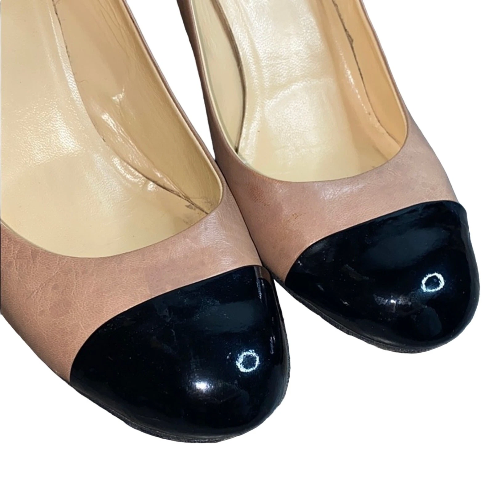Kate Spade Kimmy 坡跟裸色皮革后盖鞋头 8.5 码-