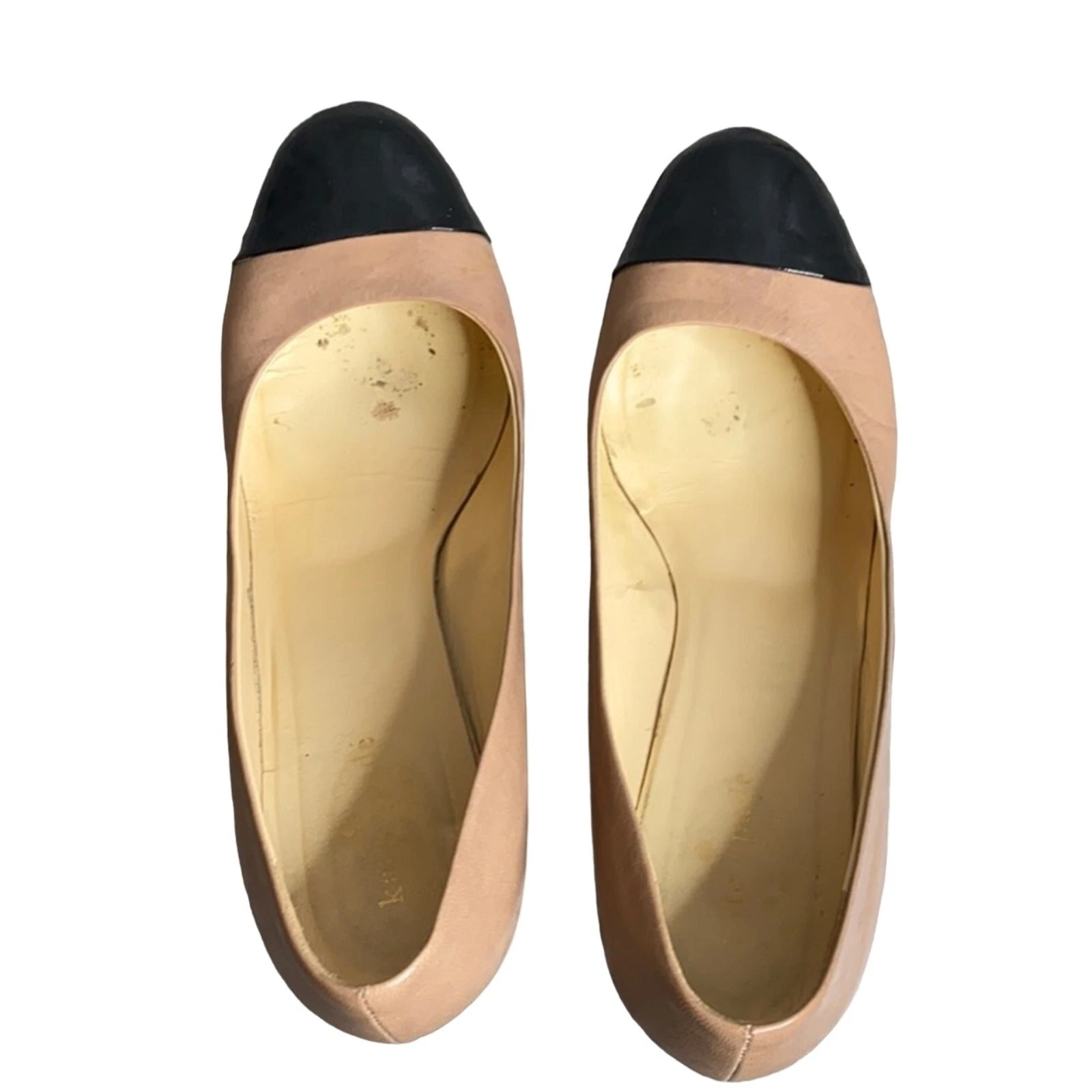 Kate Spade Kimmy 坡跟裸色皮革后盖鞋头 8.5 码-