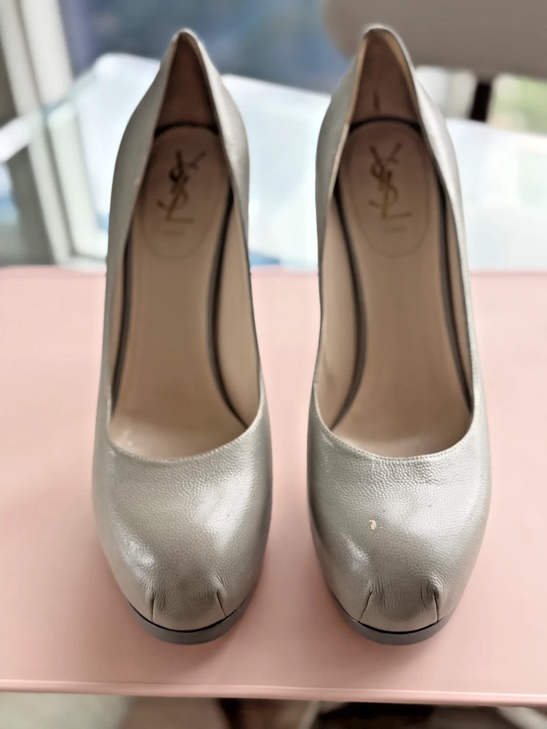 Yves Saint Laurent Tribute 高跟鞋灰色皮革,IT 尺寸 41.5 (YSL)-