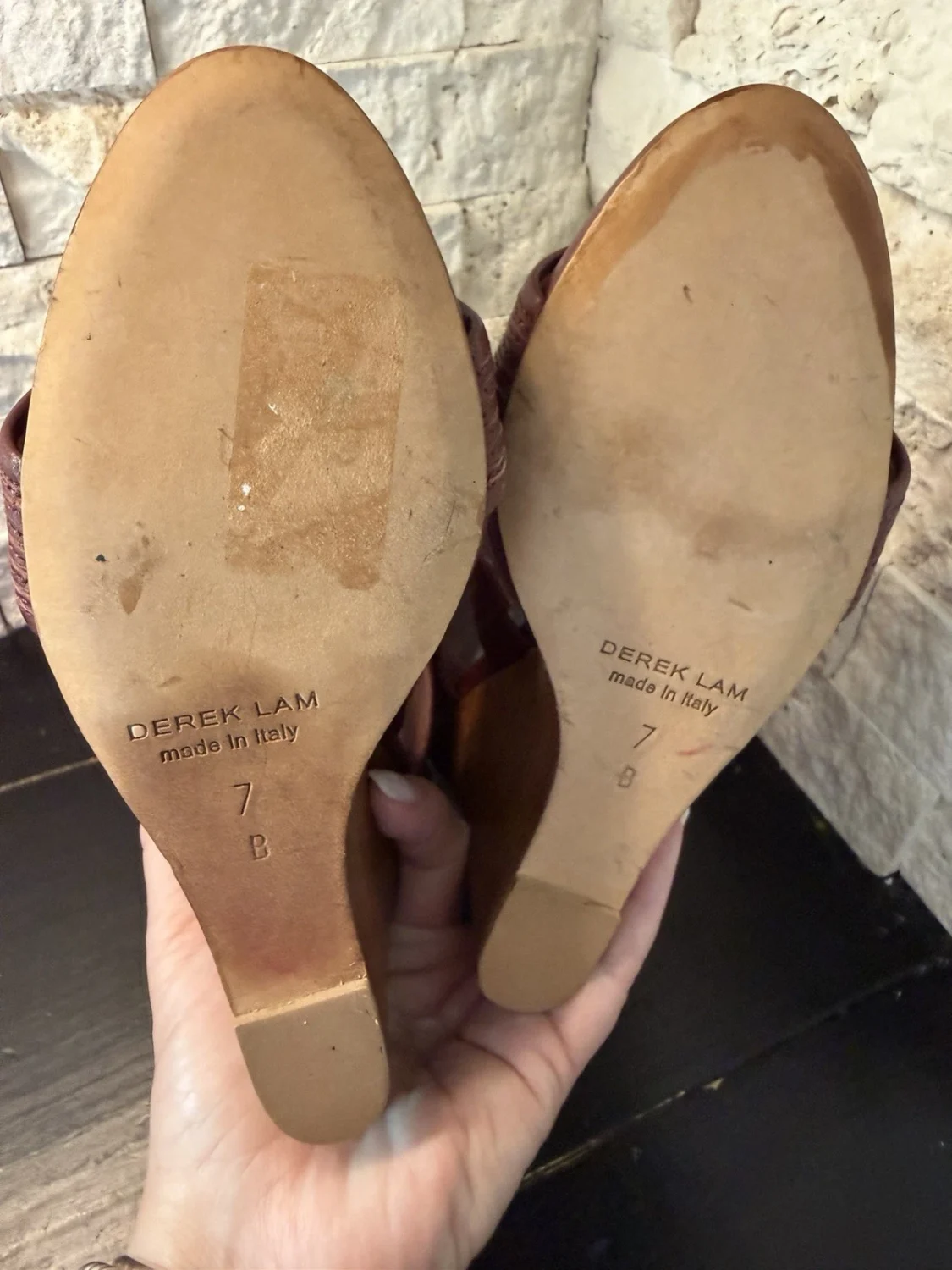 DEREK LAM 系带楔形鞋棕色意大利制造女式 7B-