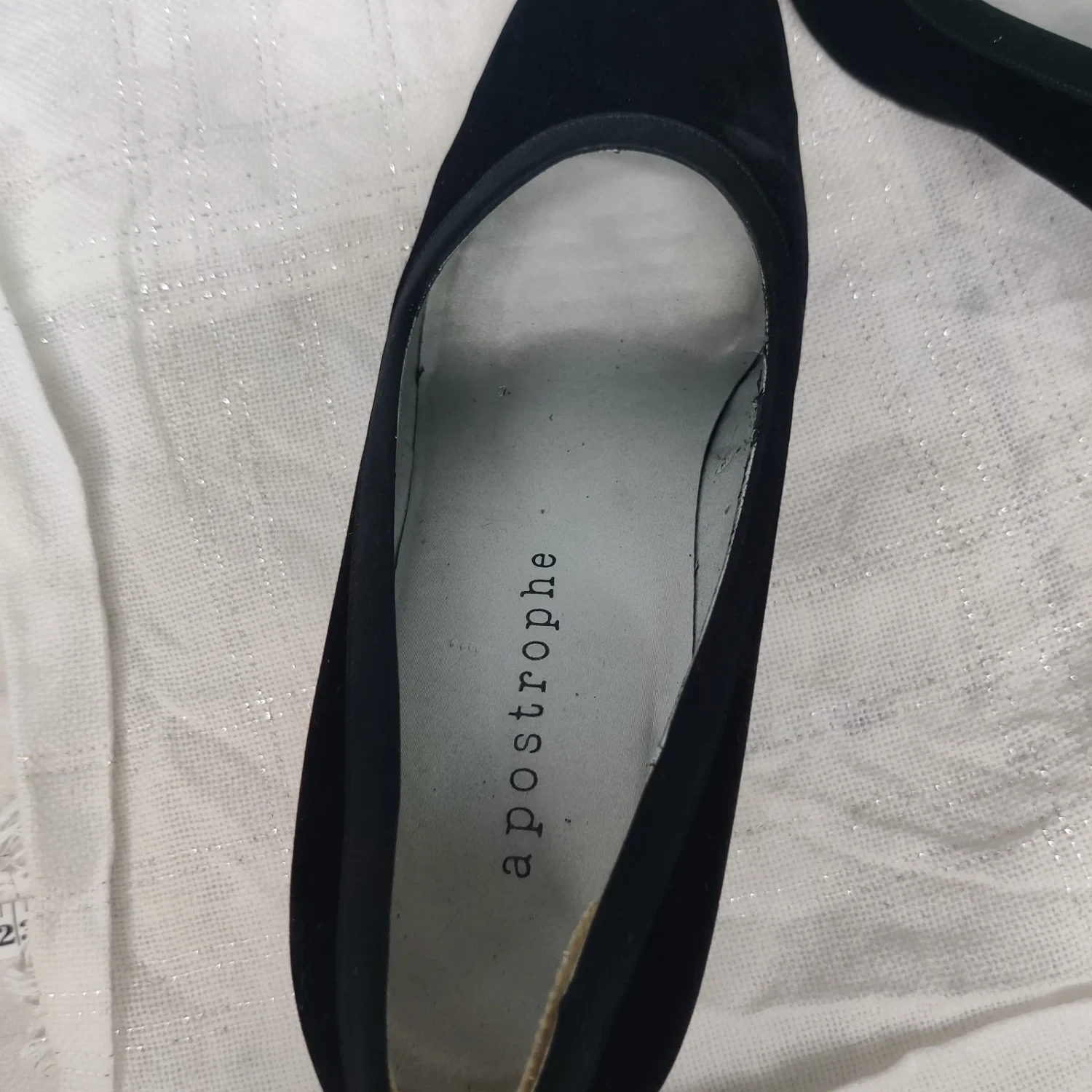 复古 Apostrophe 黑色天鹅绒高跟鞋女式 9.5M 码圆头舒适懒人鞋-