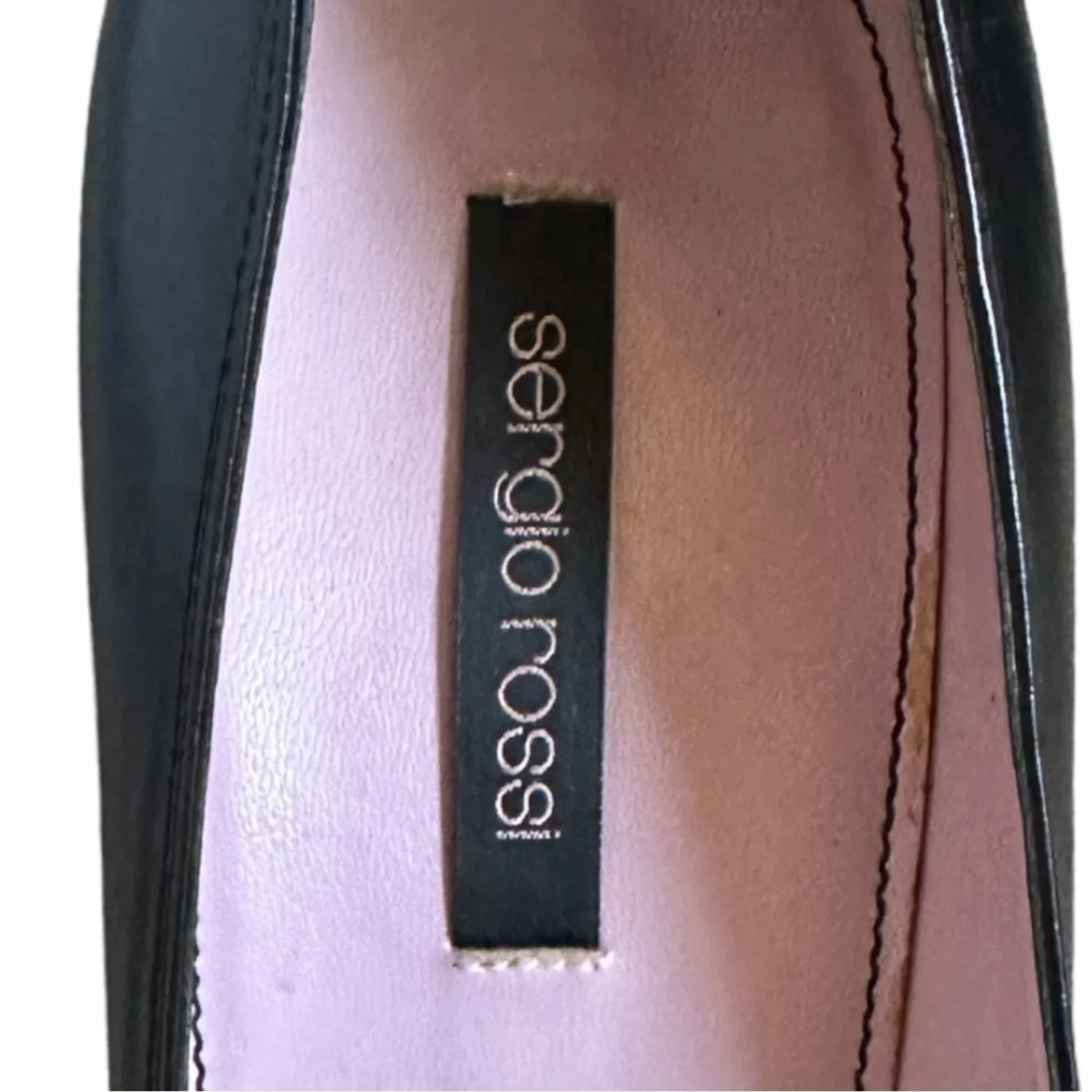 Sergio Rossi 黑色铆钉皮革尖头高跟鞋 7.5 码 EU 38-