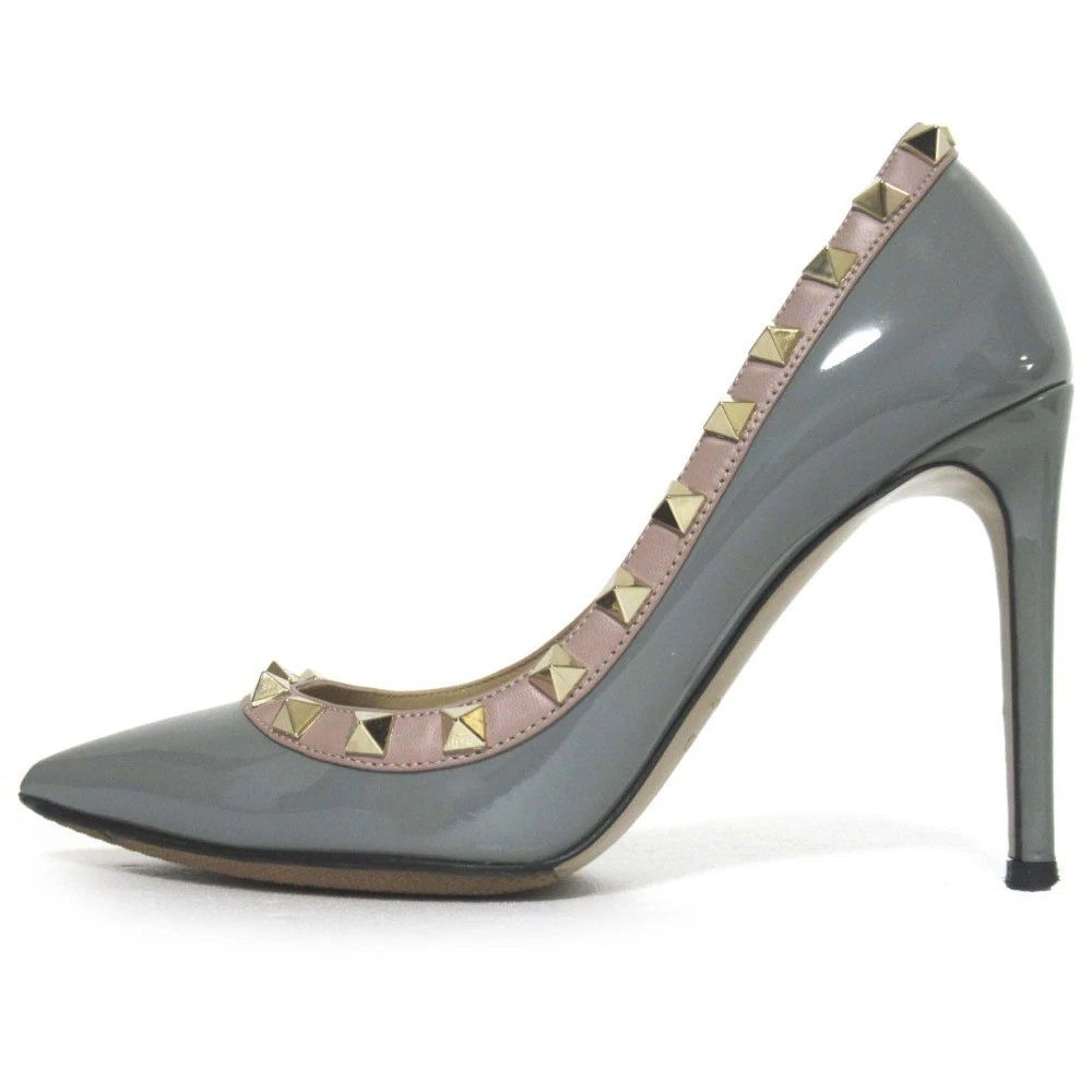 Valentino Garavani Rockstud 高跟鞋 凉鞋 灰色 皮革 EU:34.5 美国:4.5-