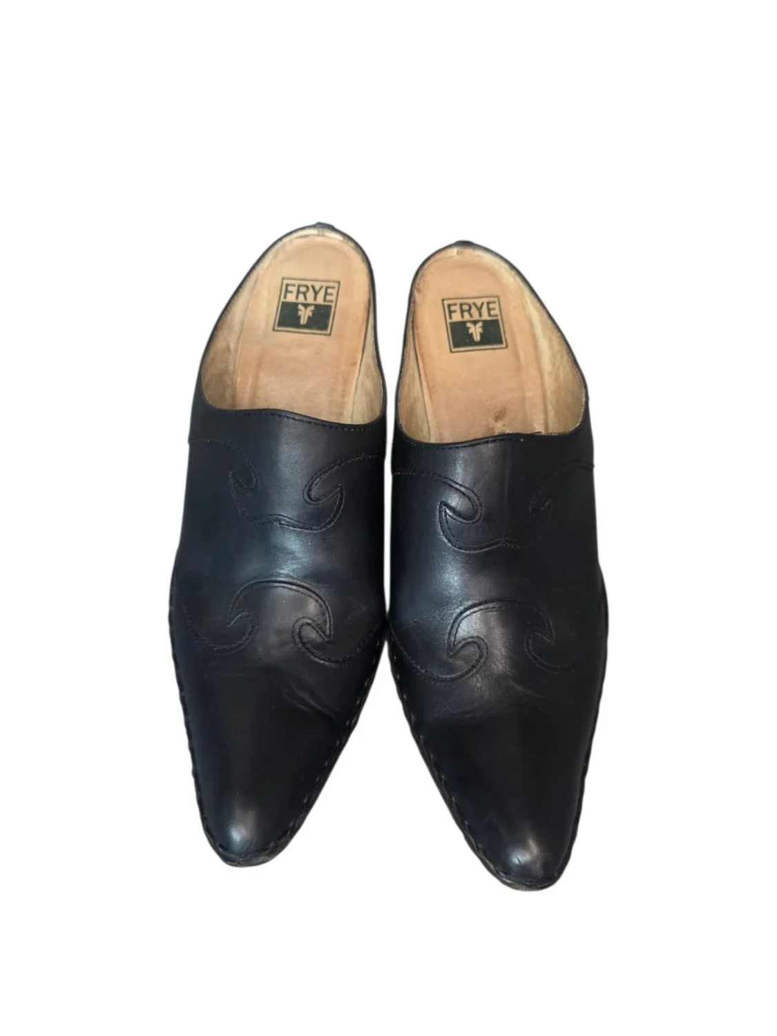 Frye Phoenix 骡子黑色皮革西跟木屐女式 7.5-