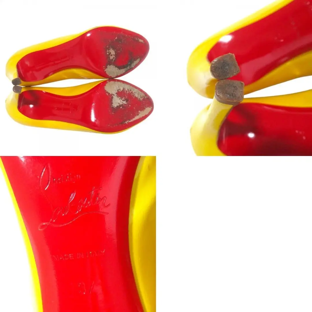 Christian Louboutin 高跟鞋 凉鞋 EU:37 US:7 黄色漆皮 露趾-