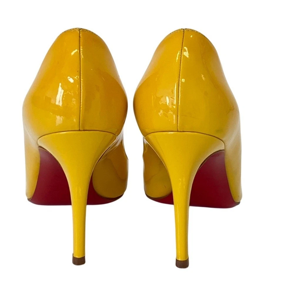 Christian Louboutin 高跟鞋 凉鞋 EU:37 US:7 黄色漆皮 露趾-