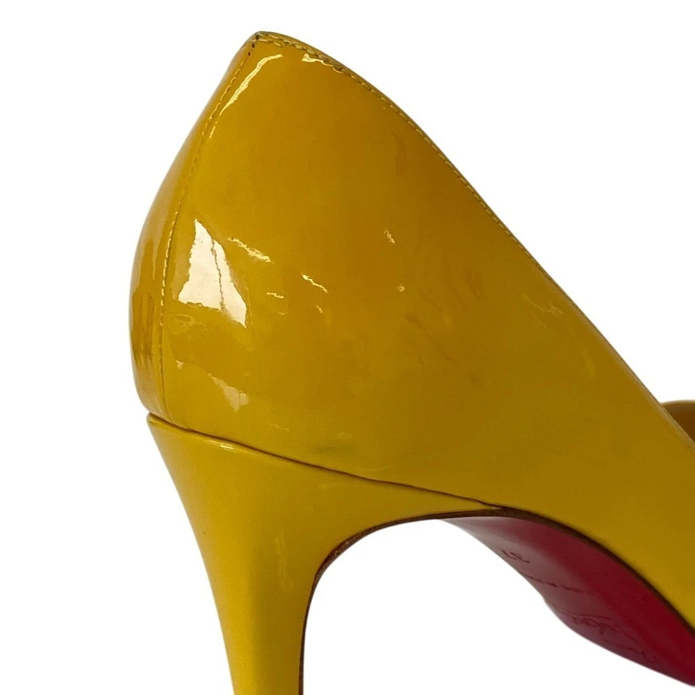 Christian Louboutin 高跟鞋 凉鞋 EU:37 US:7 黄色漆皮 露趾-