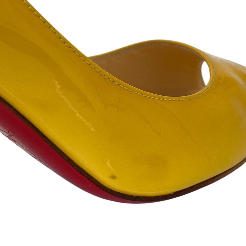 Christian Louboutin 高跟鞋 凉鞋 EU:37 US:7 黄色漆皮 露趾-