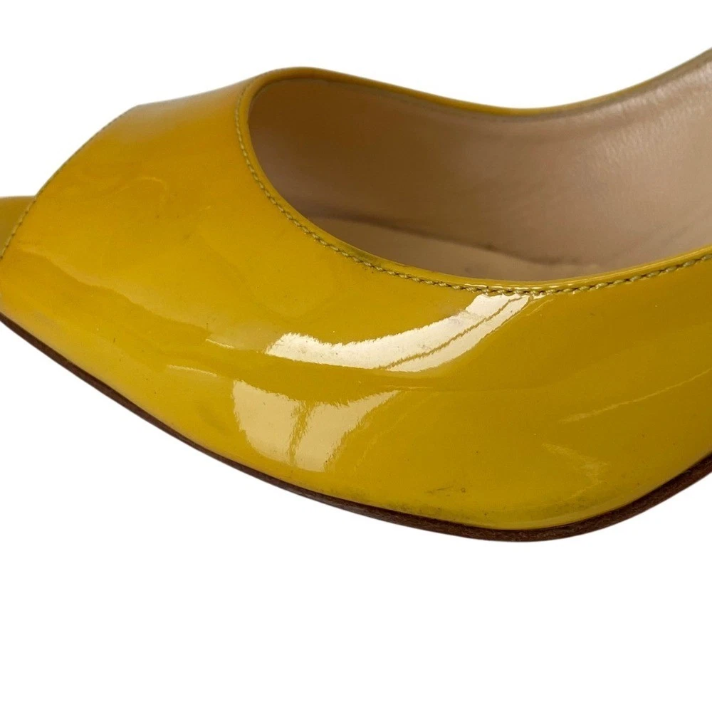 Christian Louboutin 高跟鞋 凉鞋 EU:37 US:7 黄色漆皮 露趾-