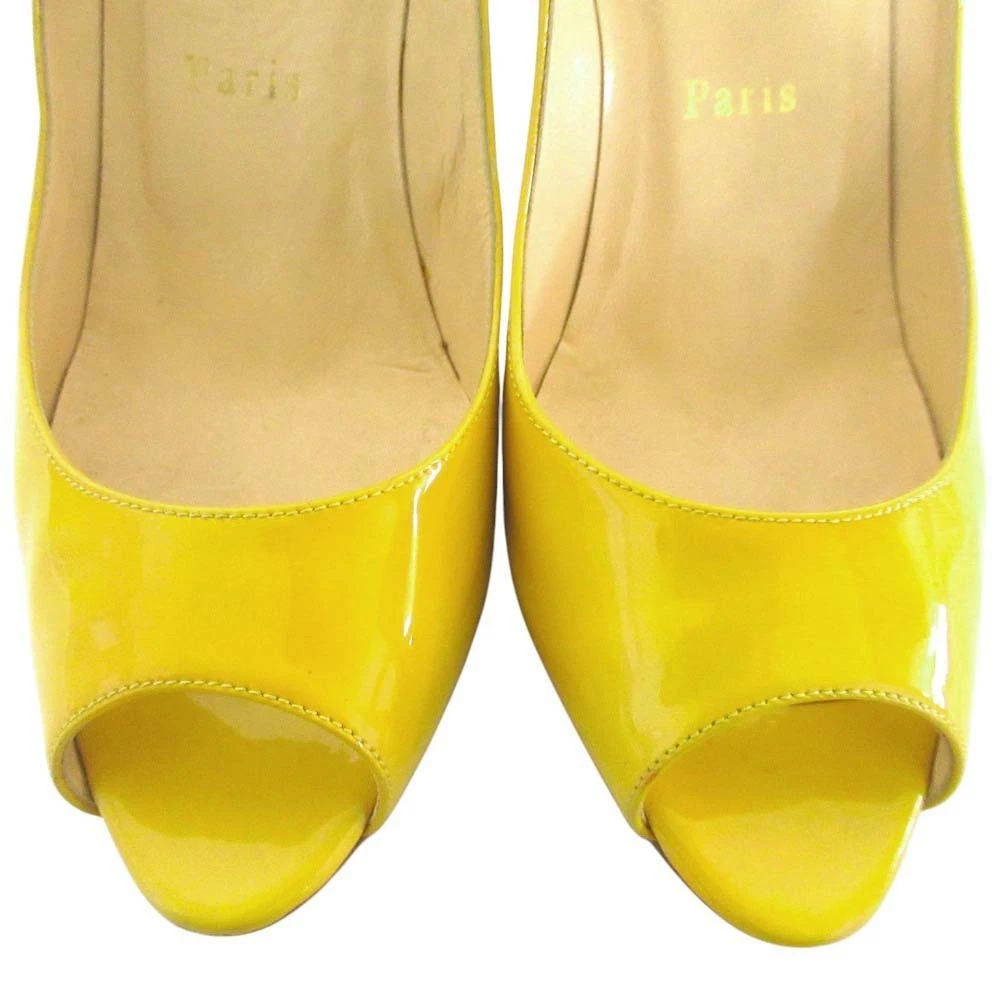 Christian Louboutin 高跟鞋 凉鞋 EU:37 US:7 黄色漆皮 露趾-