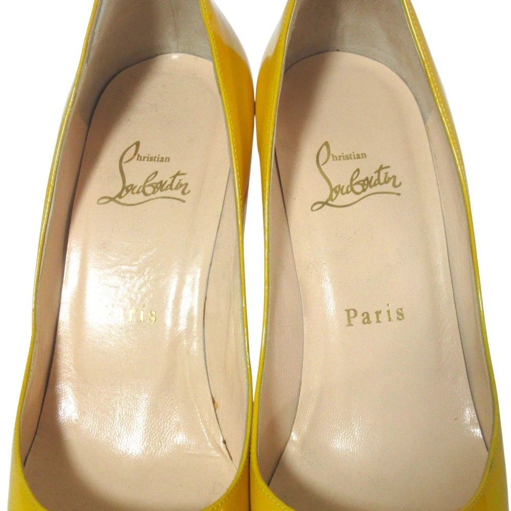 Christian Louboutin 高跟鞋 凉鞋 EU:37 US:7 黄色漆皮 露趾-