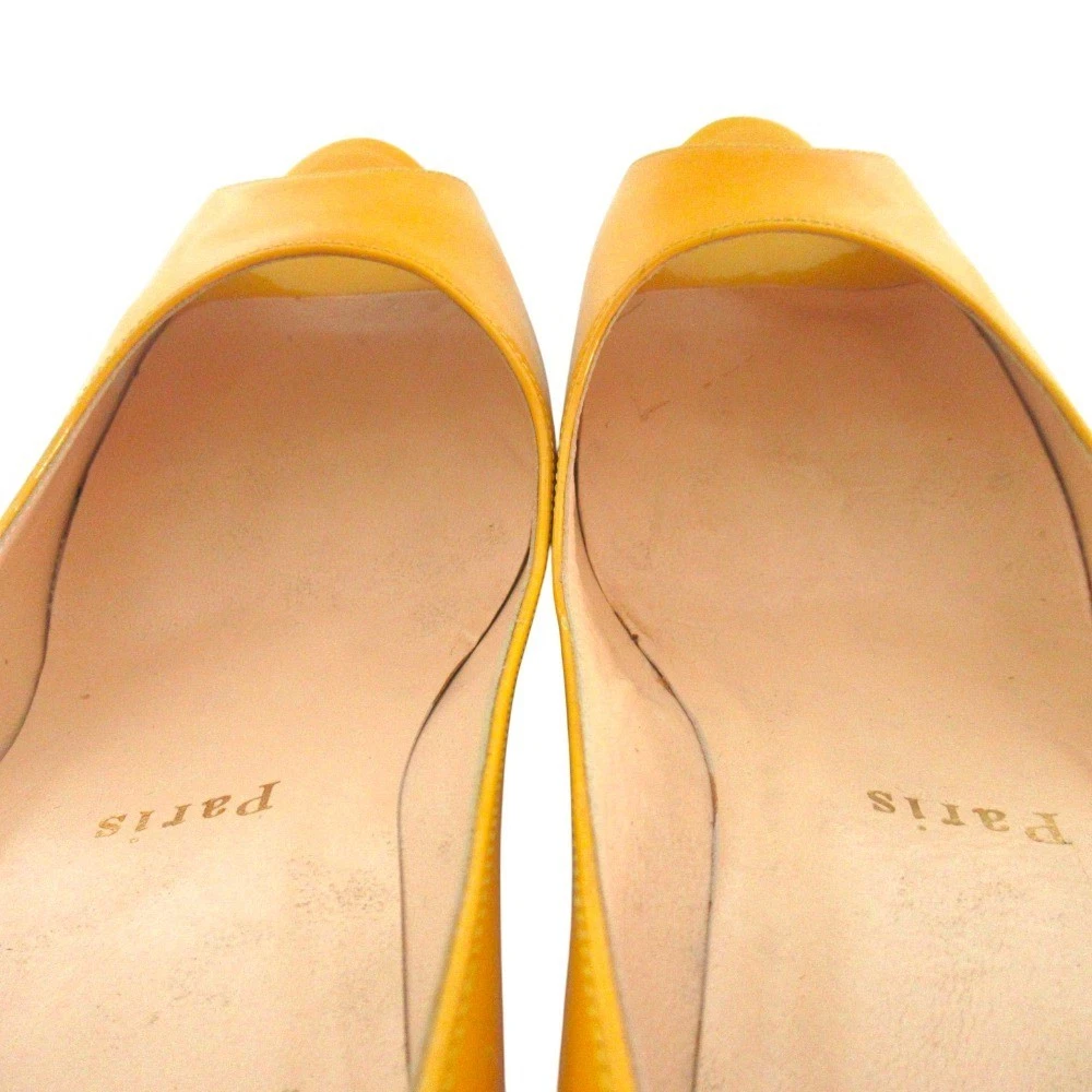 Christian Louboutin 高跟鞋 凉鞋 EU:37 US:7 黄色漆皮 露趾-