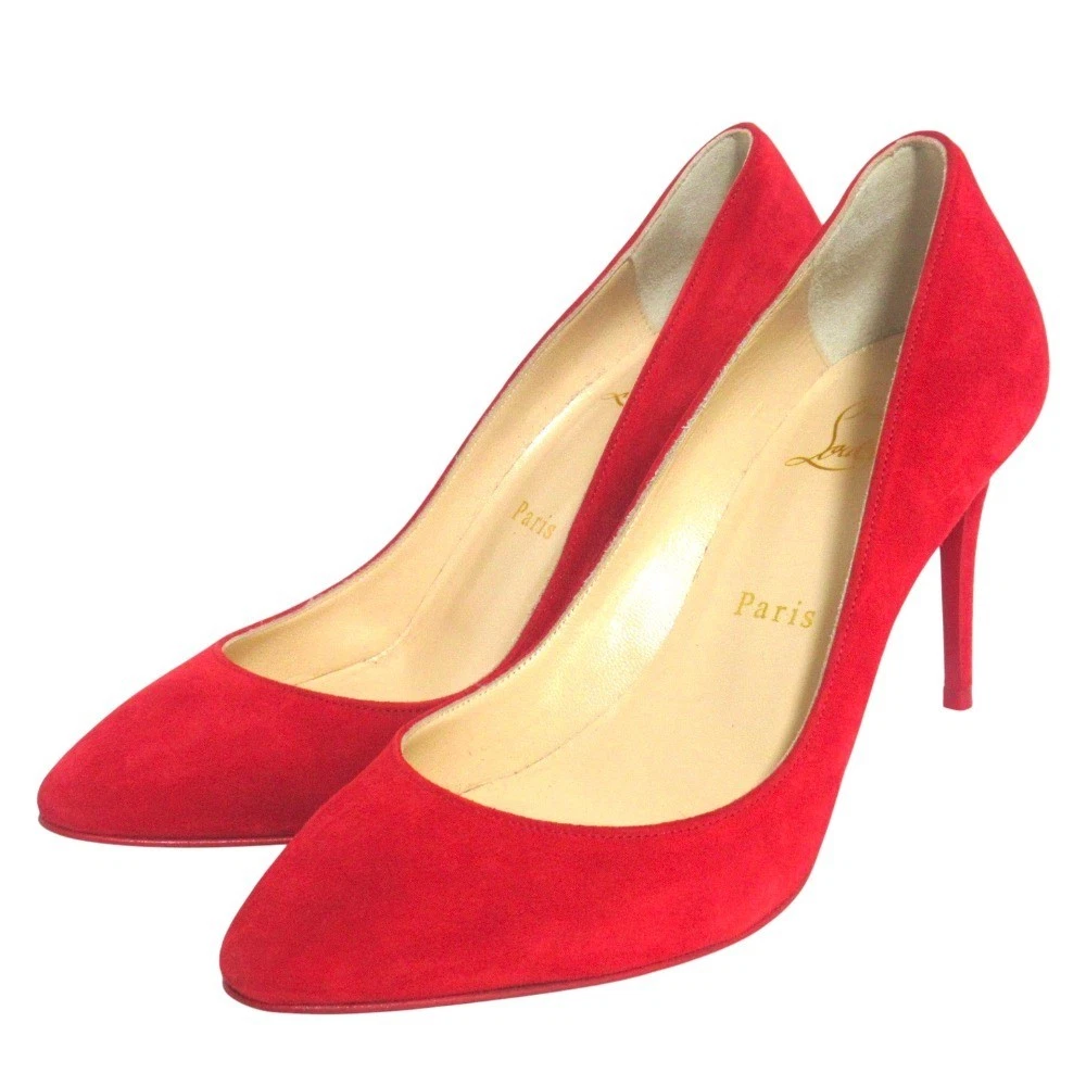 Christian Louboutin ELOISE 85 鞋跟高跟鞋凉鞋 EU:36 美国:6 红色麂皮绒杏仁鞋头-