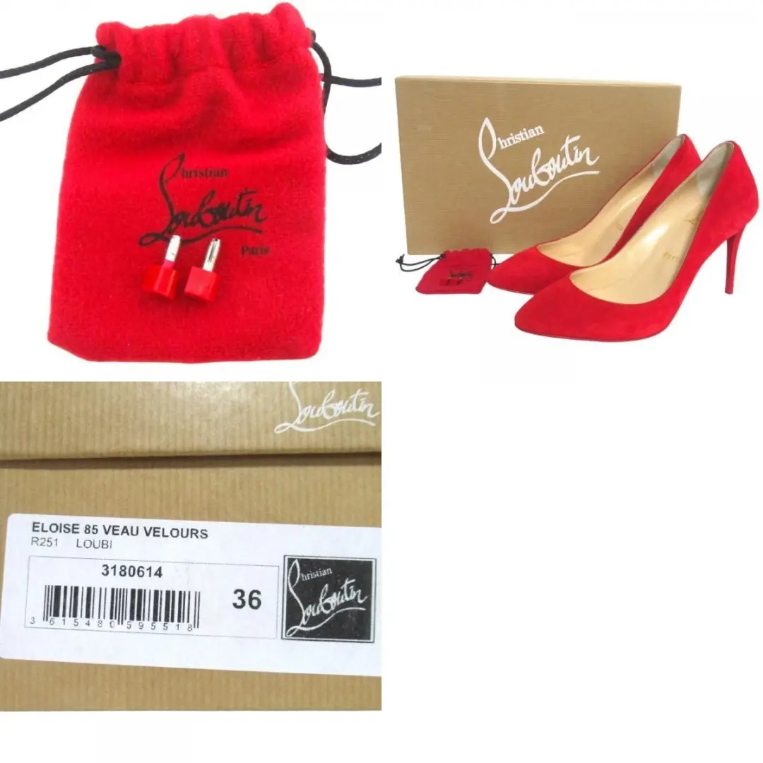 Christian Louboutin ELOISE 85 鞋跟高跟鞋凉鞋 EU:36 美国:6 红色麂皮绒杏仁鞋头-
