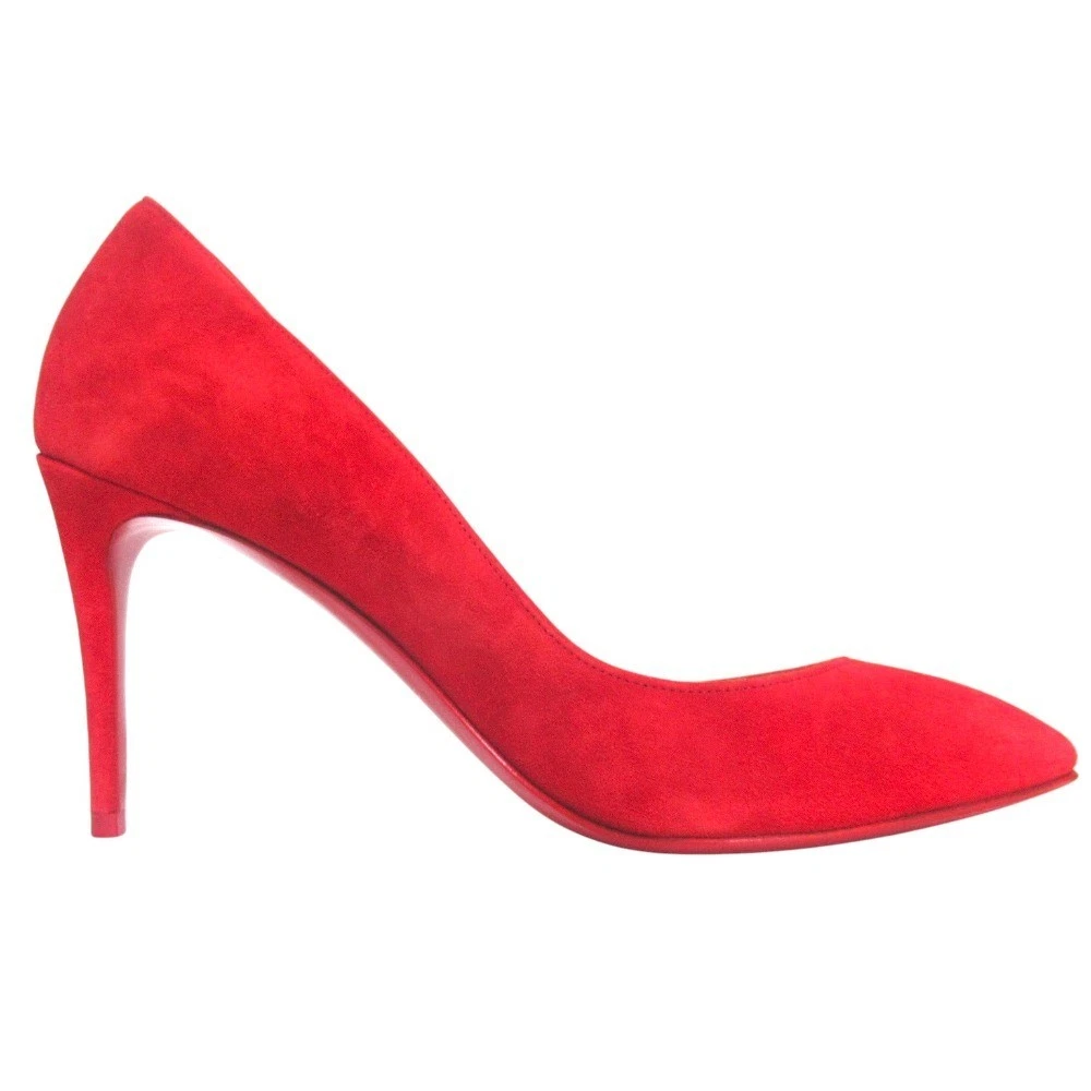 Christian Louboutin ELOISE 85 鞋跟高跟鞋凉鞋 EU:36 美国:6 红色麂皮绒杏仁鞋头-