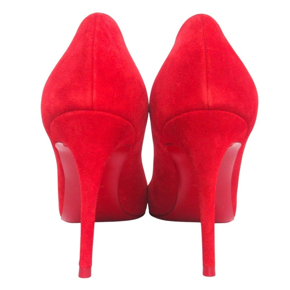 Christian Louboutin ELOISE 85 鞋跟高跟鞋凉鞋 EU:36 美国:6 红色麂皮绒杏仁鞋头-