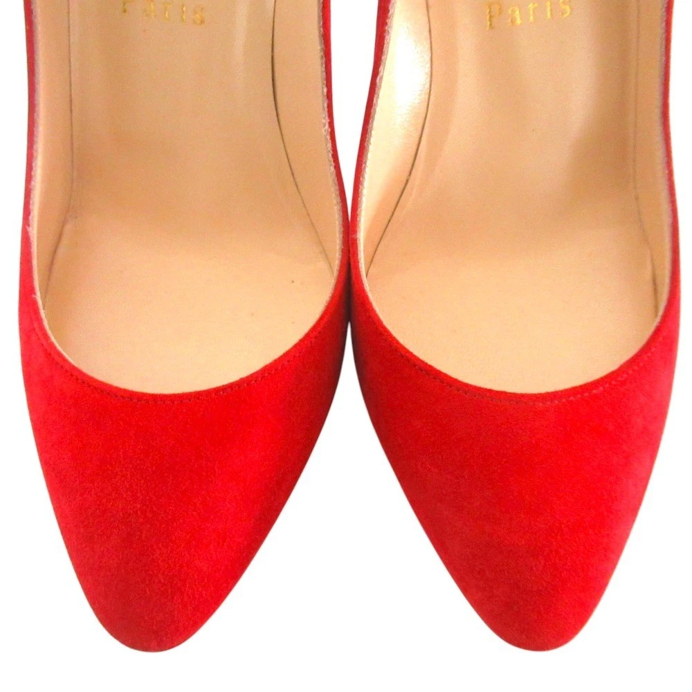 Christian Louboutin ELOISE 85 鞋跟高跟鞋凉鞋 EU:36 美国:6 红色麂皮绒杏仁鞋头-