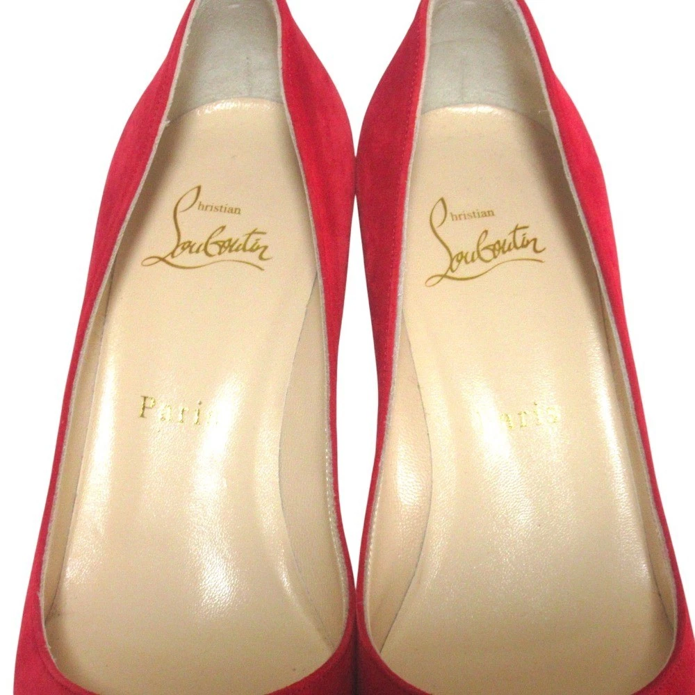 Christian Louboutin ELOISE 85 鞋跟高跟鞋凉鞋 EU:36 美国:6 红色麂皮绒杏仁鞋头-