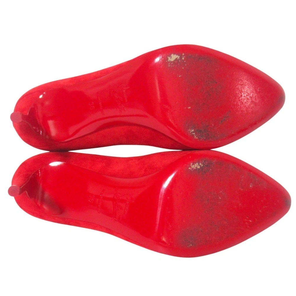 Christian Louboutin ELOISE 85 鞋跟高跟鞋凉鞋 EU:36 美国:6 红色麂皮绒杏仁鞋头-