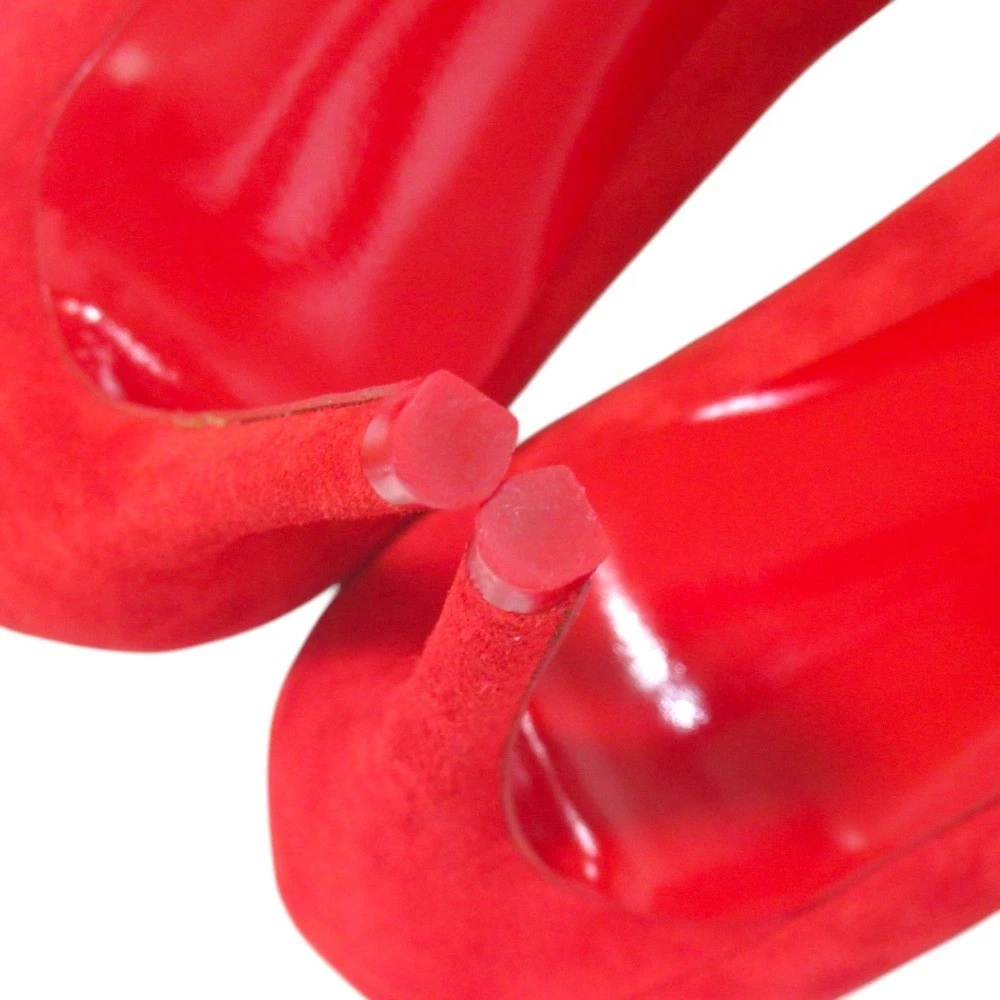 Christian Louboutin ELOISE 85 鞋跟高跟鞋凉鞋 EU:36 美国:6 红色麂皮绒杏仁鞋头-