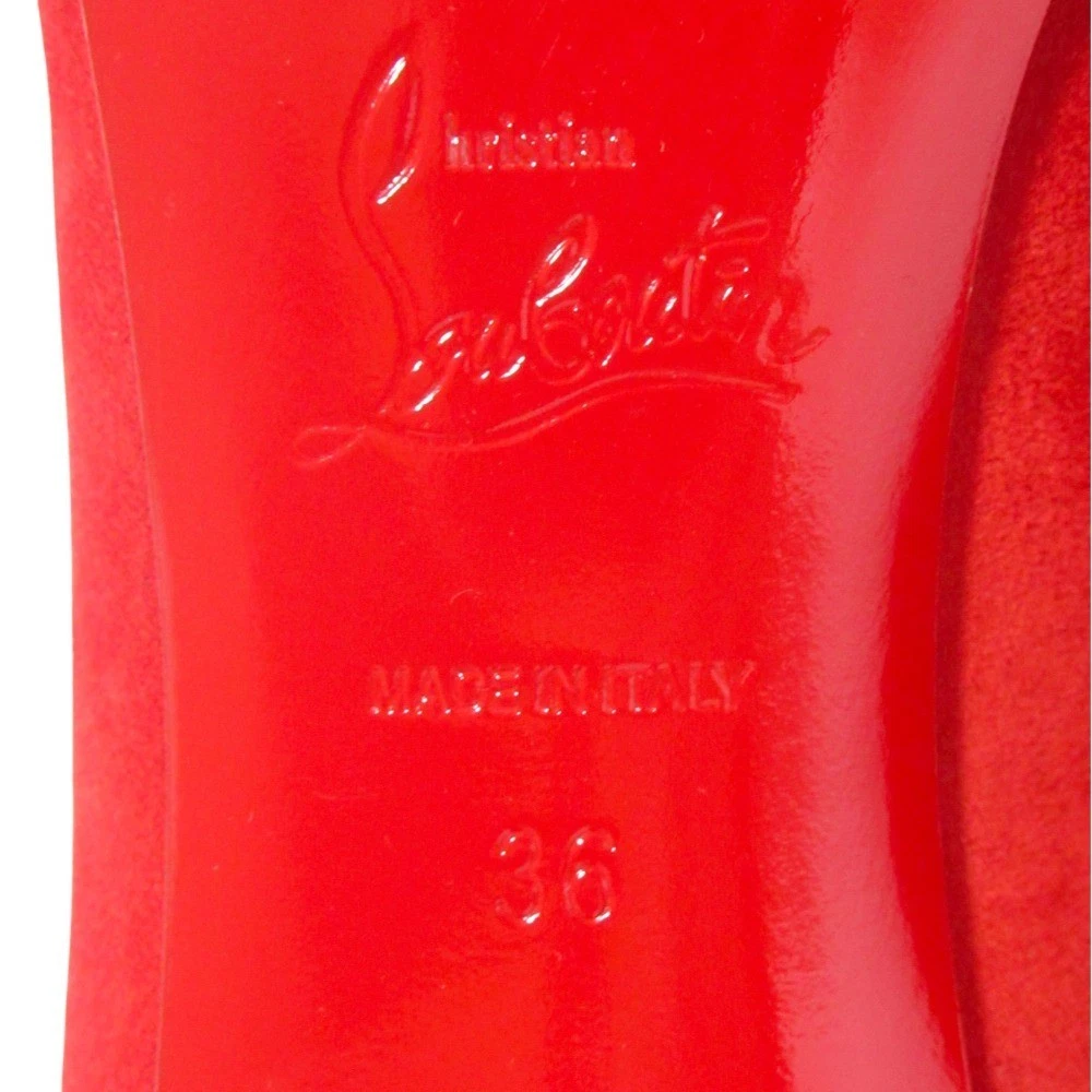 Christian Louboutin ELOISE 85 鞋跟高跟鞋凉鞋 EU:36 美国:6 红色麂皮绒杏仁鞋头-