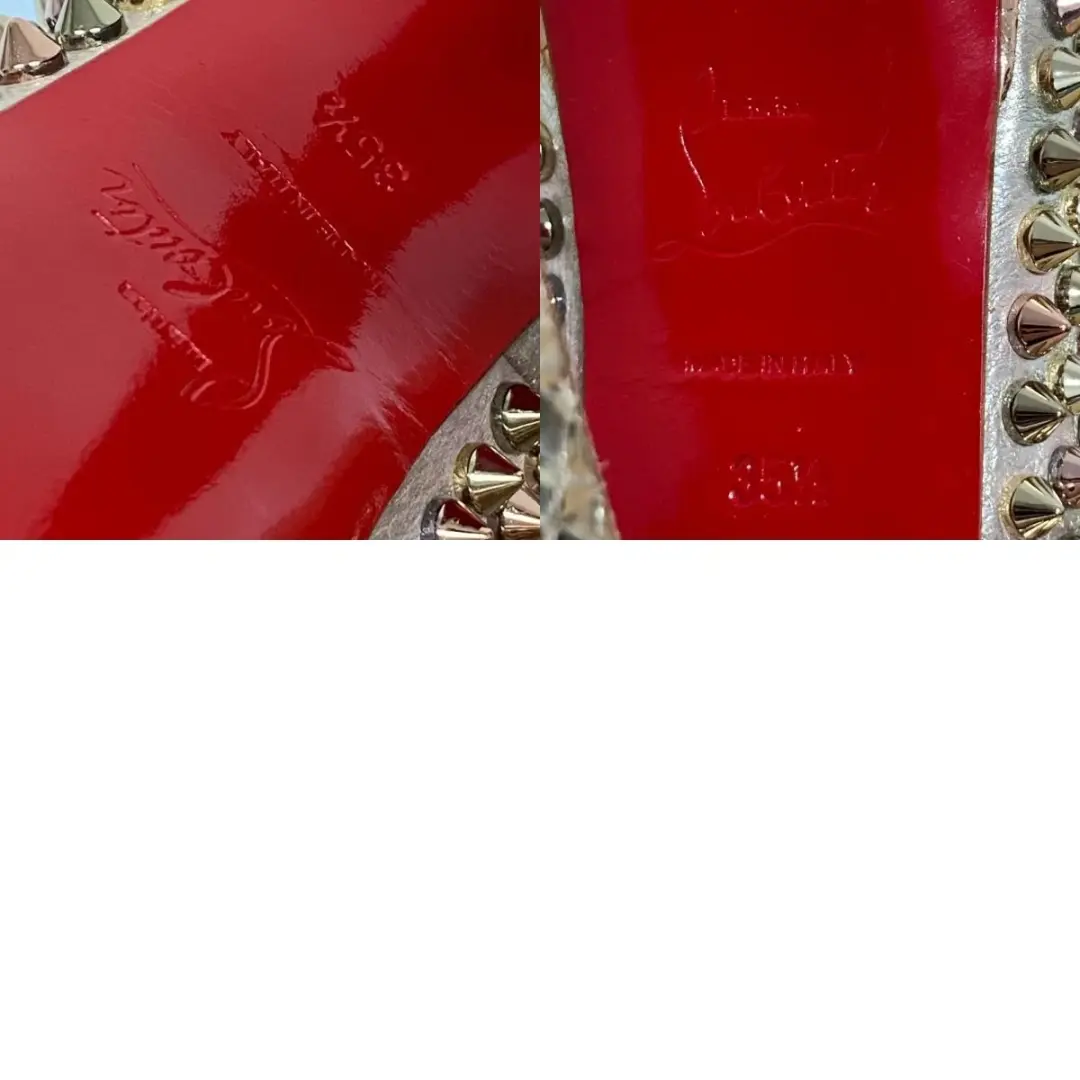 Christian Louboutin 鞋跟高跟鞋凉鞋 EU:35.5 US:5.5 金色皮革钉钉镶嵌-