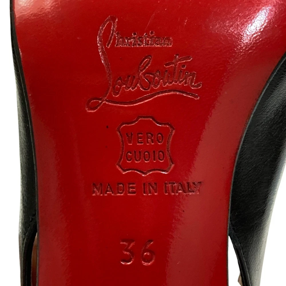 Christian Louboutin 高跟鞋 凉鞋 露跟 EU:36 美国:6 黑色皮革-