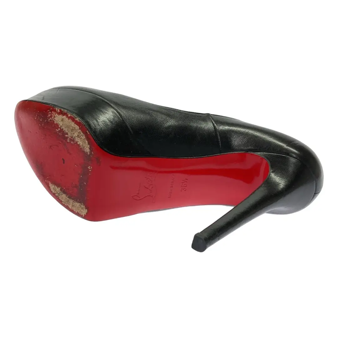 Christian Louboutin 高跟鞋 凉鞋 EU:36.5 US:6.5 黑色皮革-
