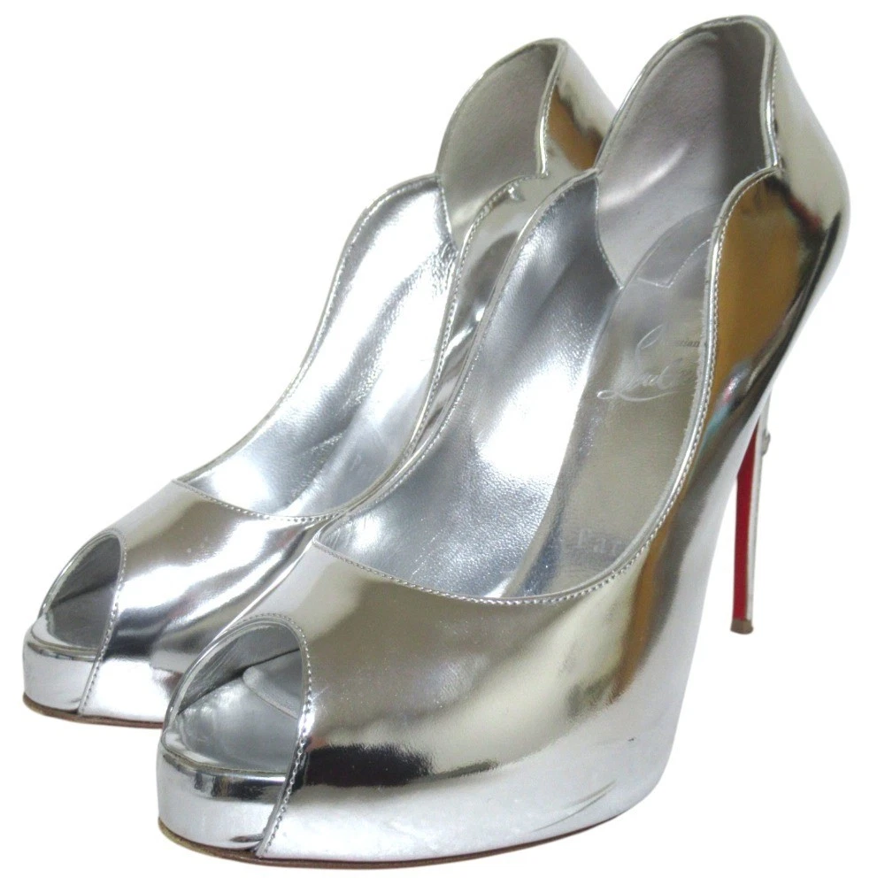 Christian Louboutin Hot Chick 120 鞋跟高跟鞋凉鞋 EU:39 美国:9 银色皮革-
