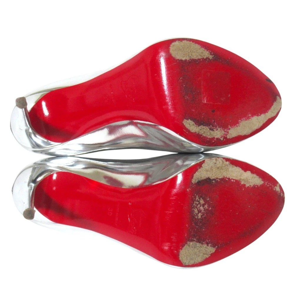 Christian Louboutin Hot Chick 120 鞋跟高跟鞋凉鞋 EU:39 美国:9 银色皮革-