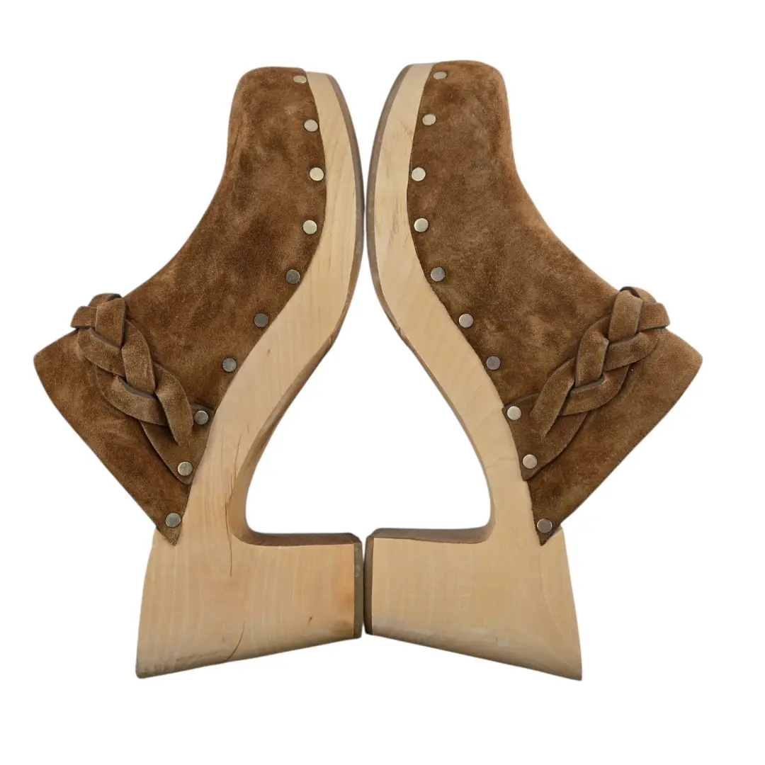 Loeffler Randall Merrill 编织木屐女式 11 可可棕色麂皮绒镶嵌-