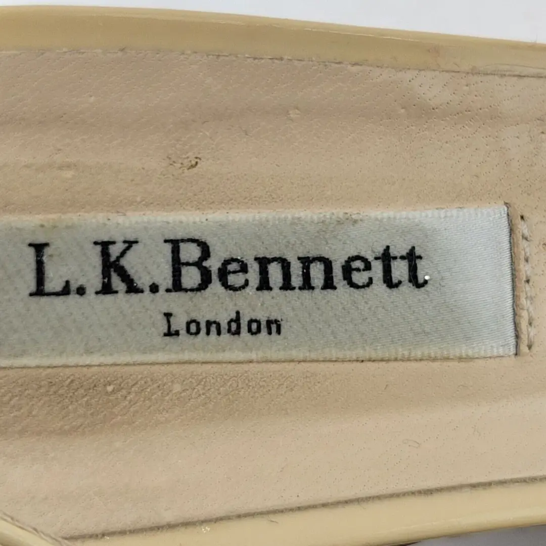 LK Bennett厚底高跟鞋女式39 8.5软木楔形中性米色漆皮-