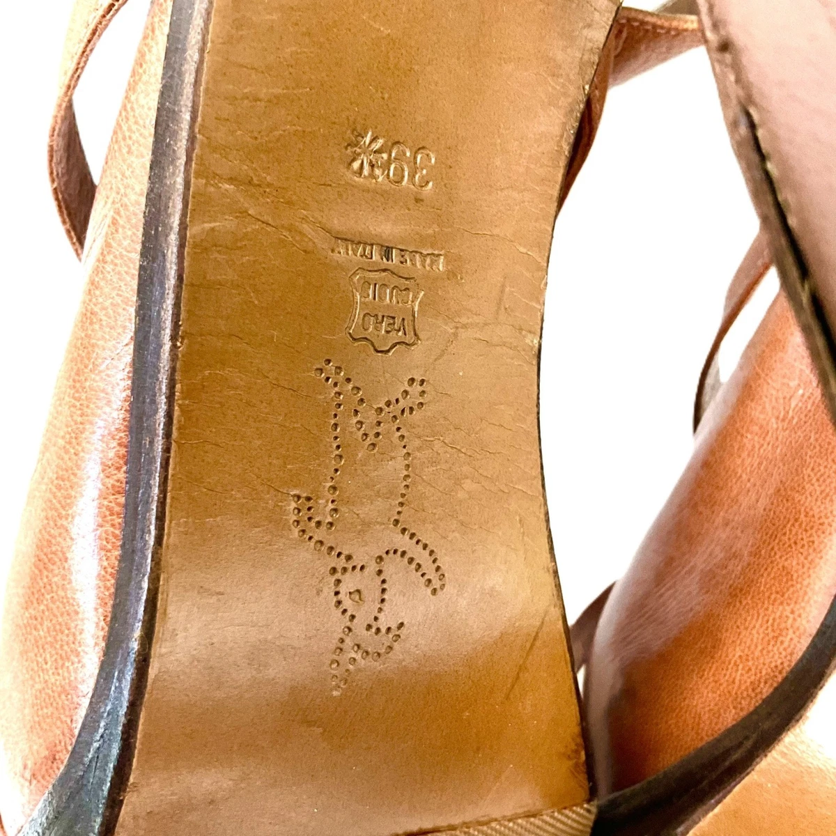 VNT Marni 棕色皮革绑带厚底高跟鞋 39 码意大利-