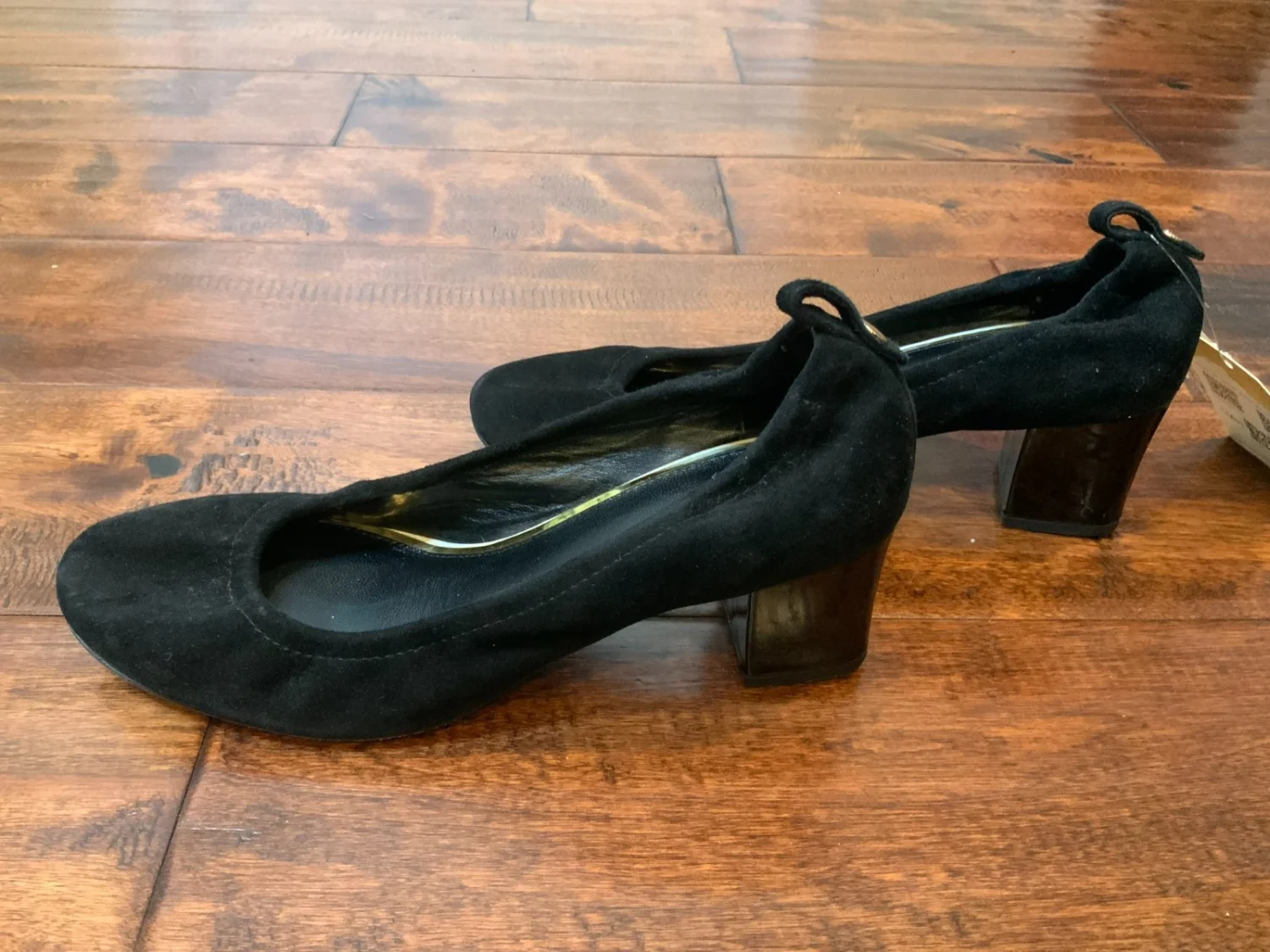 Lanvin Paris 黑色麂皮绒圆头粗跟,尺寸 38.5 | 8.5-