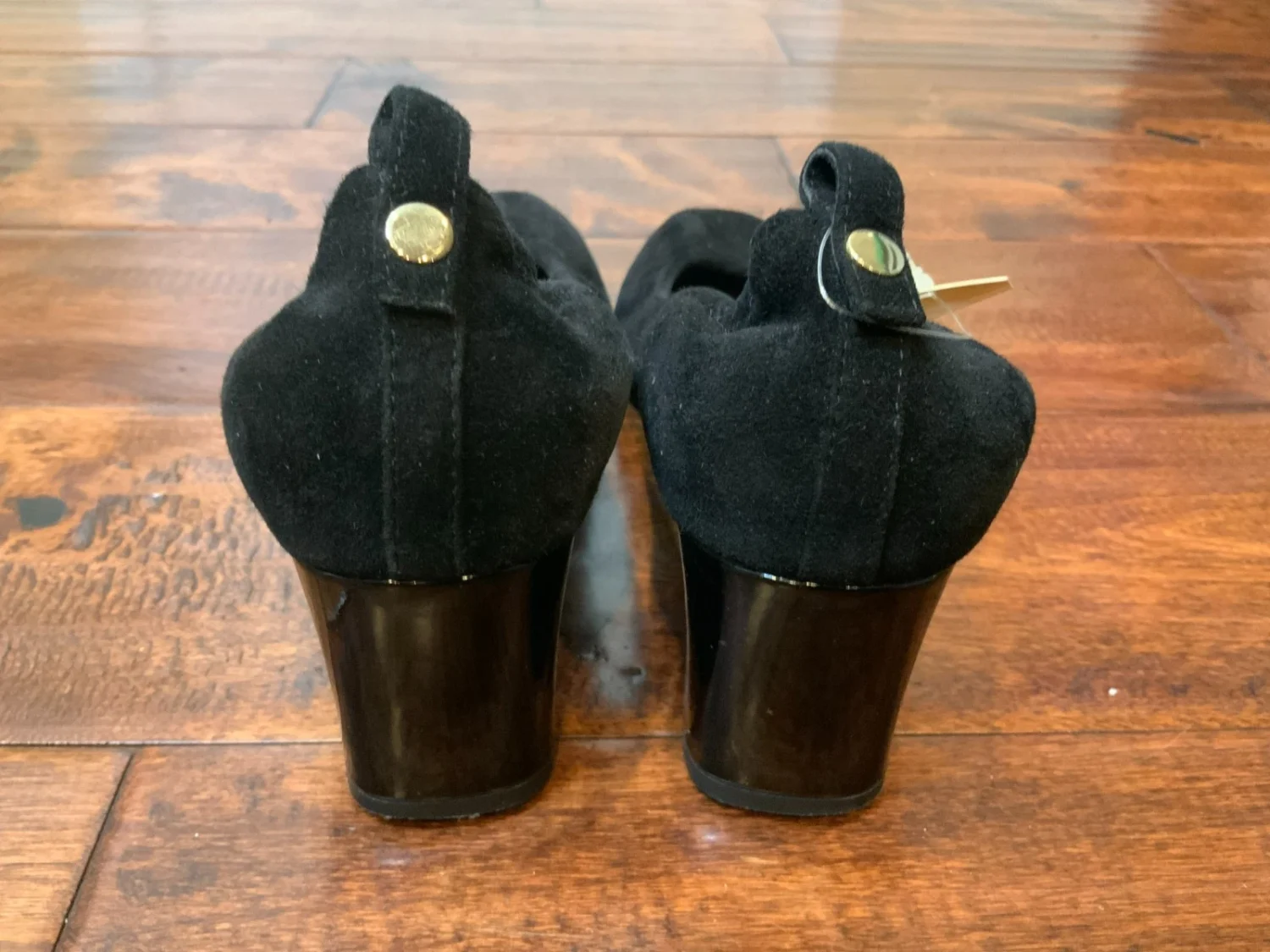 Lanvin Paris 黑色麂皮绒圆头粗跟,尺寸 38.5 | 8.5-
