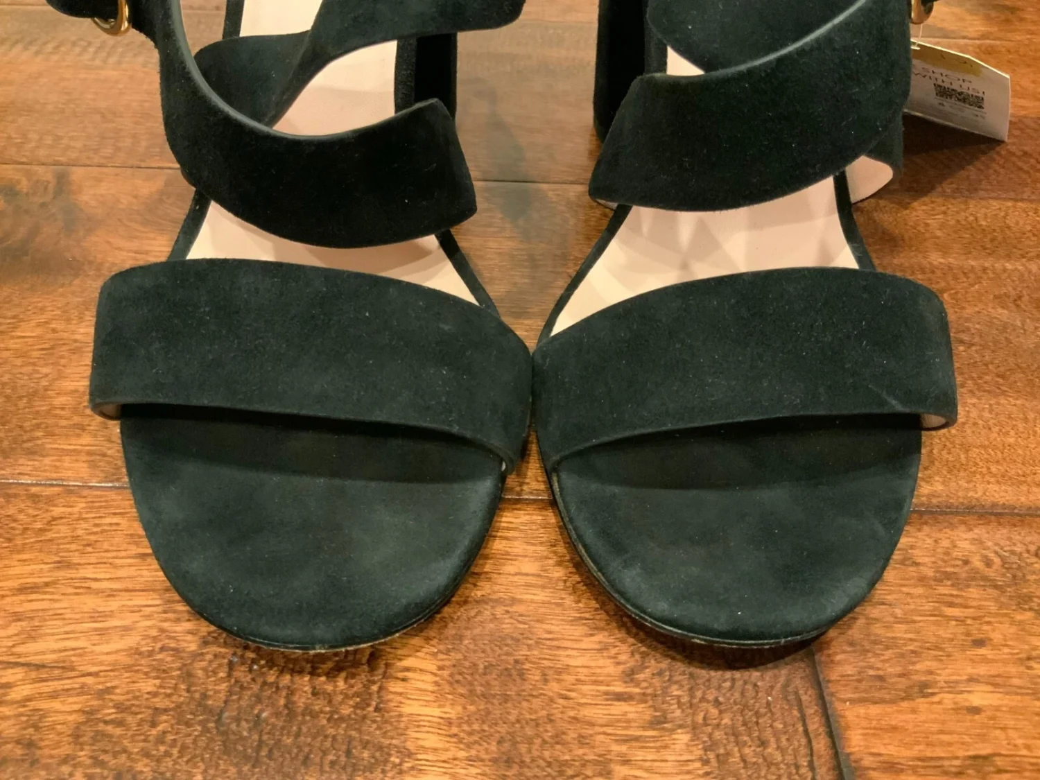 Kate Spade 黑色麂皮绒绑带楔形高跟鞋,9 码(美国)-