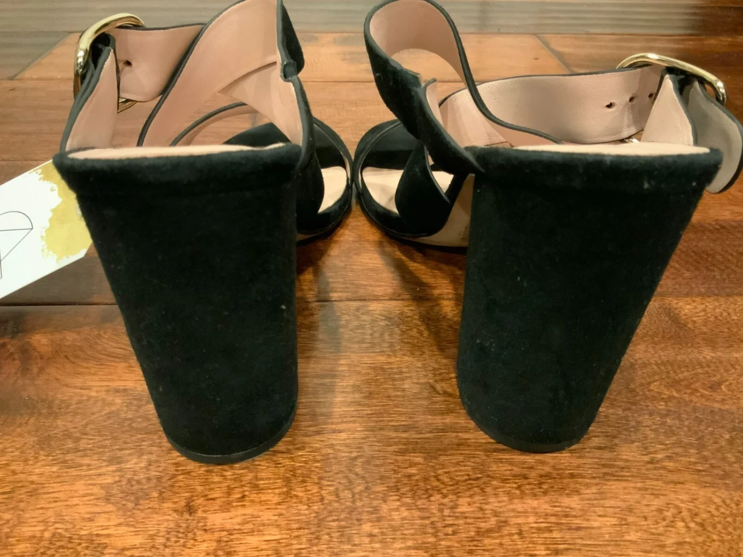 Kate Spade 黑色麂皮绒绑带楔形高跟鞋,9 码(美国)-