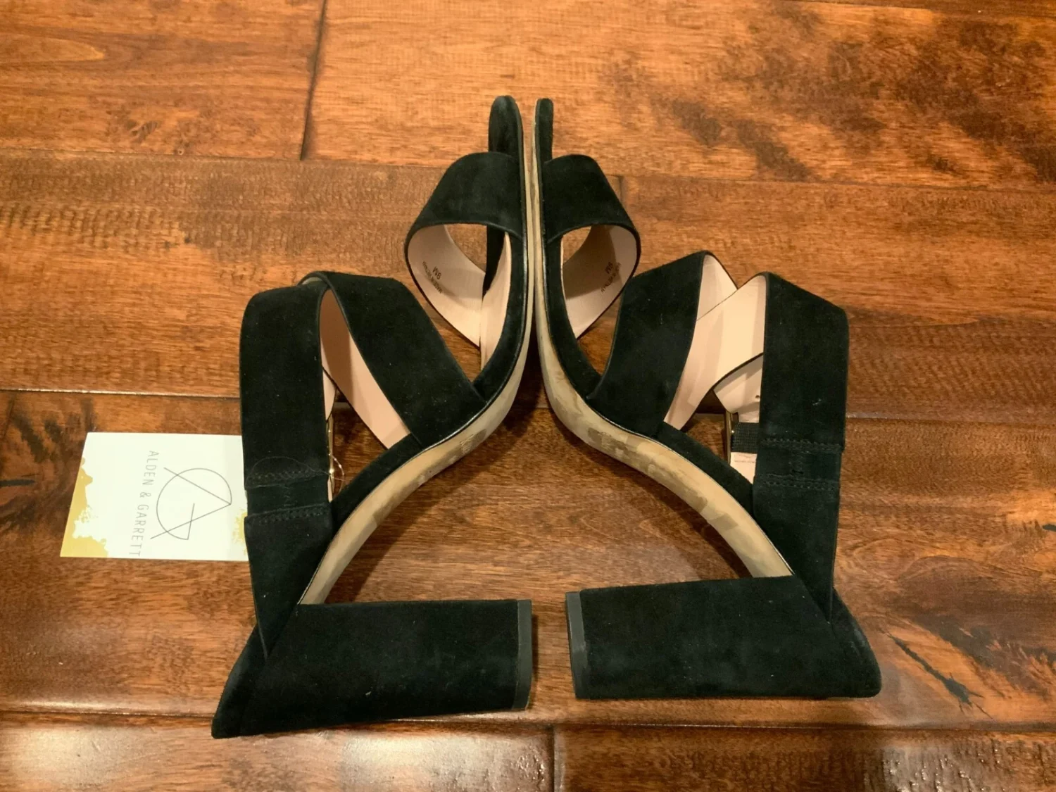 Kate Spade 黑色麂皮绒绑带楔形高跟鞋,9 码(美国)-